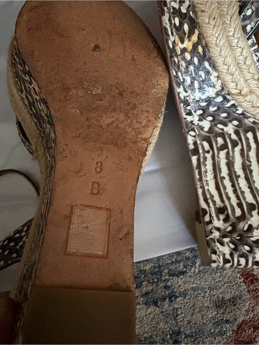 Coach Brown & Cream Patterned Wedge Sandals